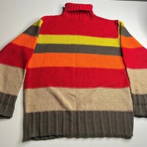 Vintage Koman Sport Striped Knit Turtleneck Sweater – Multicolor, Size XL‎